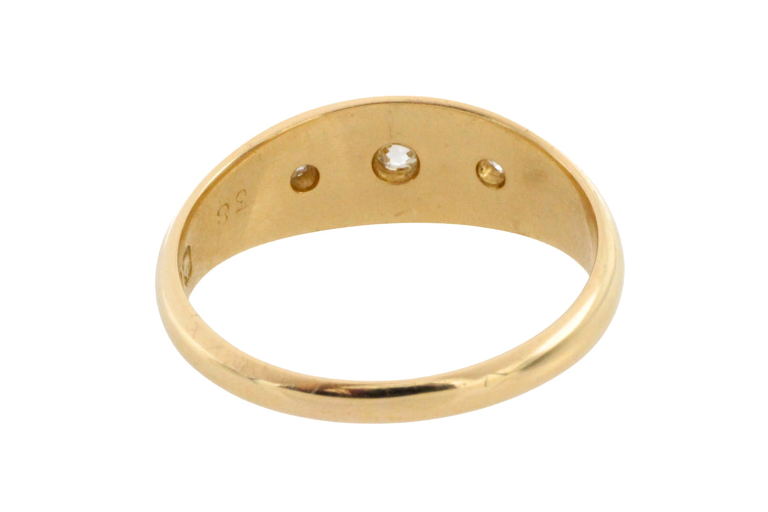 Edwardian old cut diamond gypsy ring from 1912