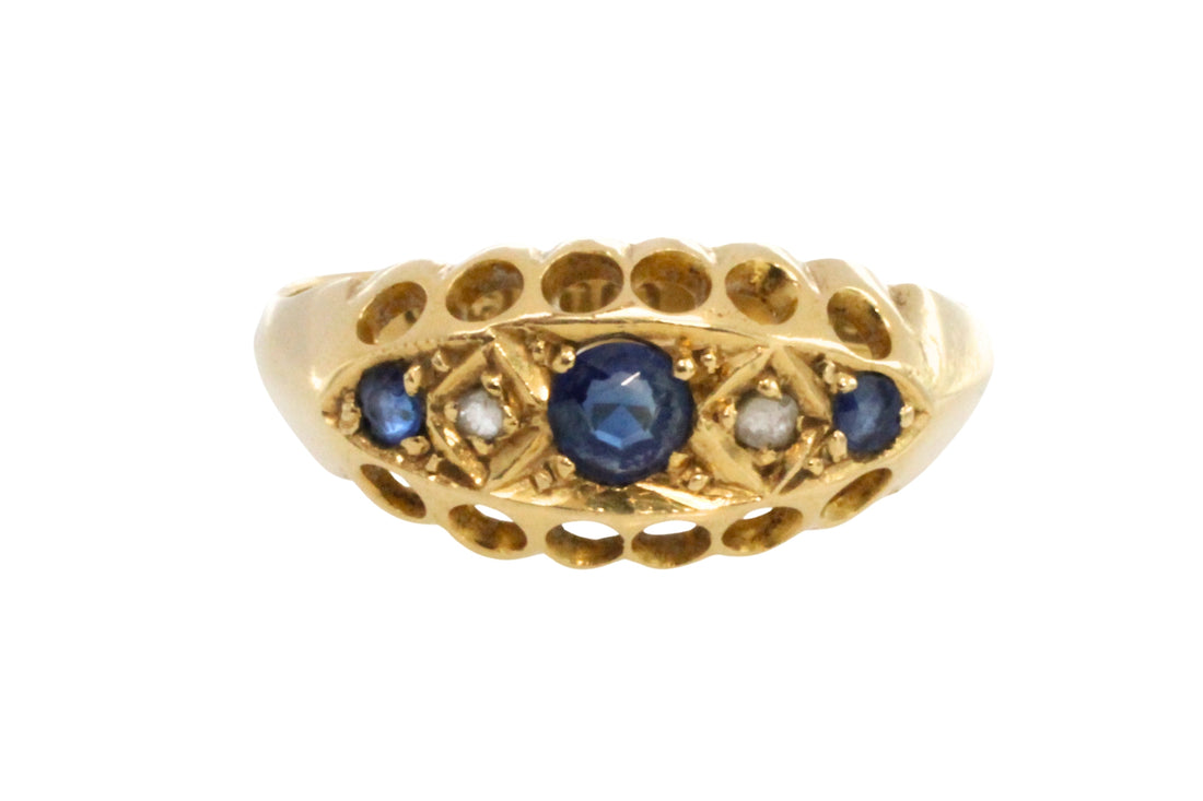 Edwardian sapphire and rose diamond ring from 1914