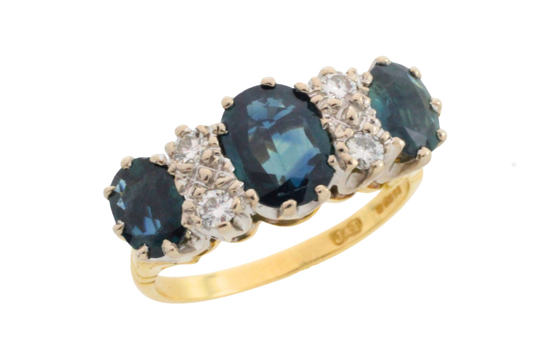 Vintage sapphire and diamond ring in 18 carat gold-Vintage Rings-The Antique Ring Shop