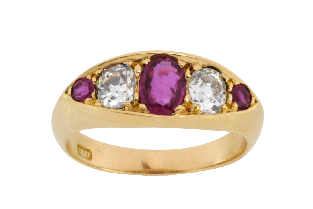 Victorian ruby and old mine cut diamond ring-Antique rings-The Antique Ring Shop
