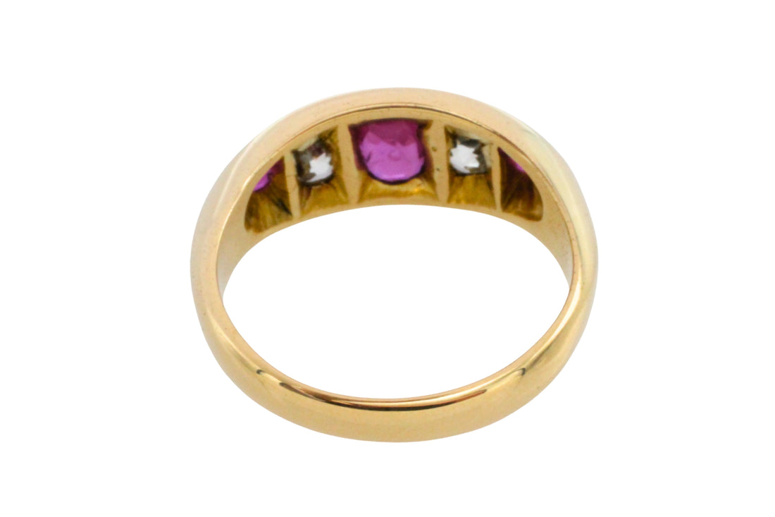 Victorian ruby and old mine cut diamond ring-Antique rings-The Antique Ring Shop