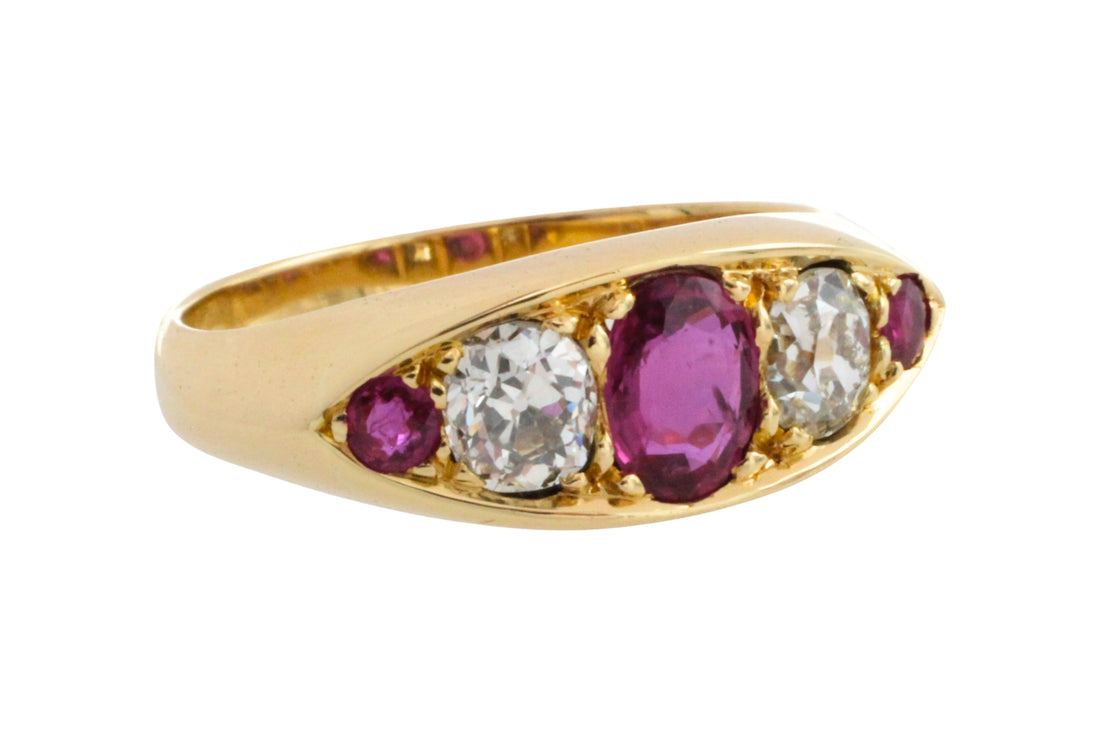 Victorian ruby and old mine cut diamond ring-Antique rings-The Antique Ring Shop