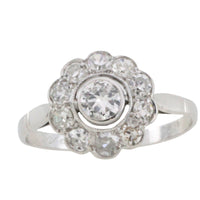 Old cut diamond cluster ring iin white gold