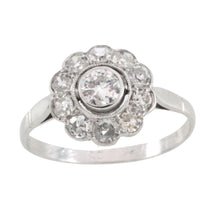 Old cut diamond cluster ring iin white gold