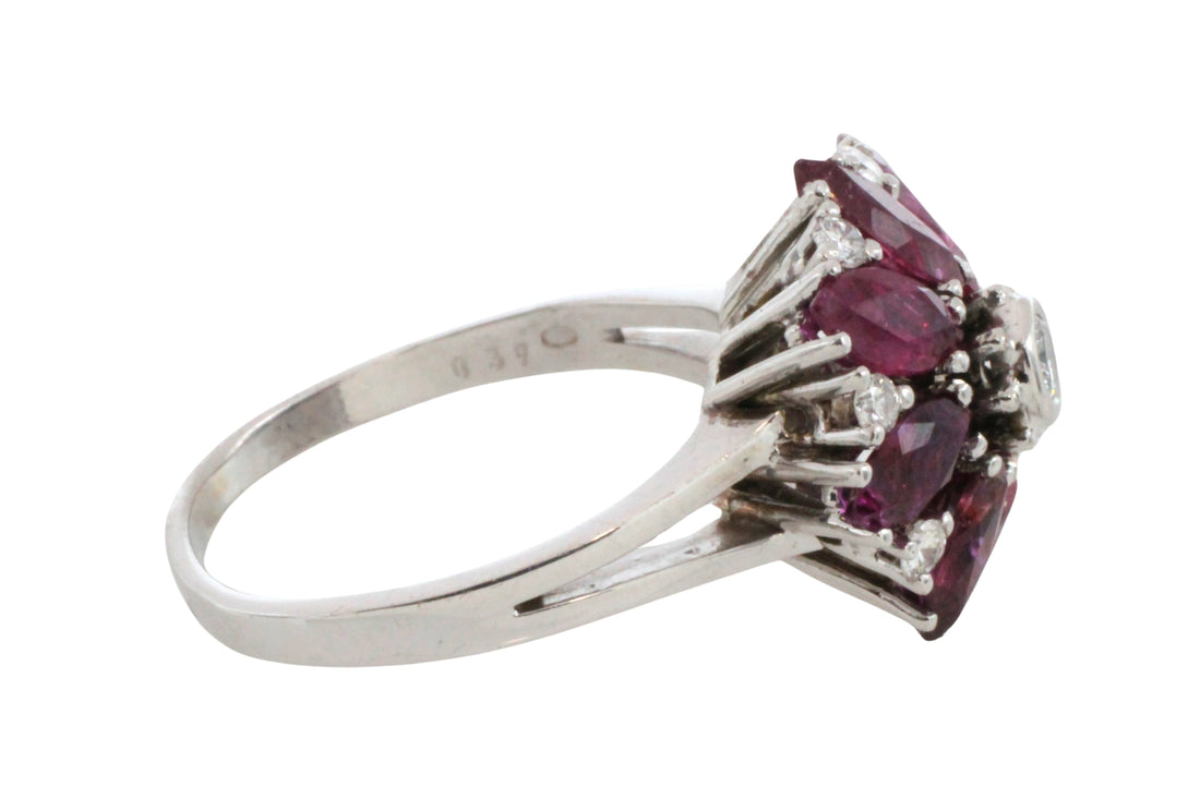 White gold ruby and diamond ring
