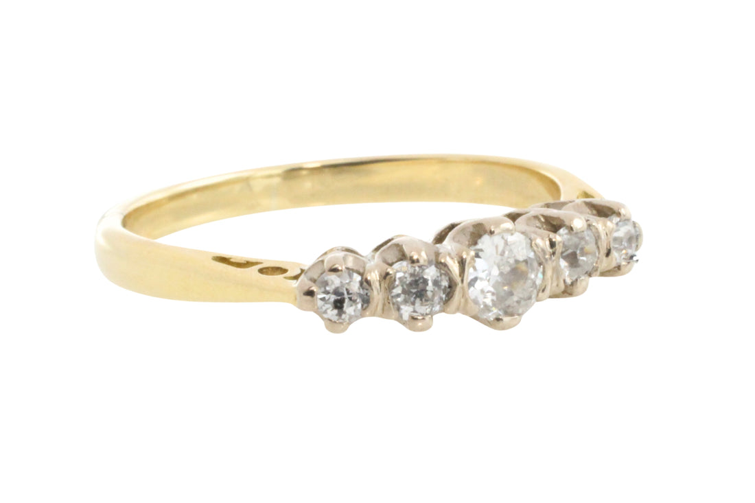 Vintage five stone old cut diamond ring