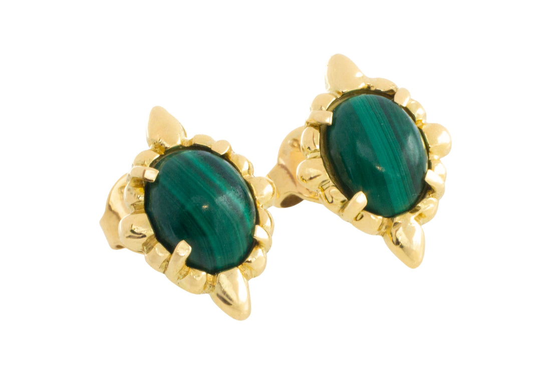 Malachite earrings in 14 carat gold
