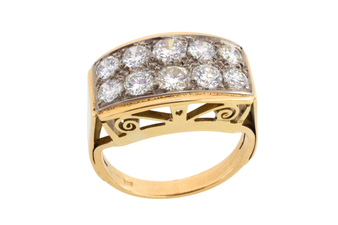 Vintage diamond double row ring in 14 carat gold