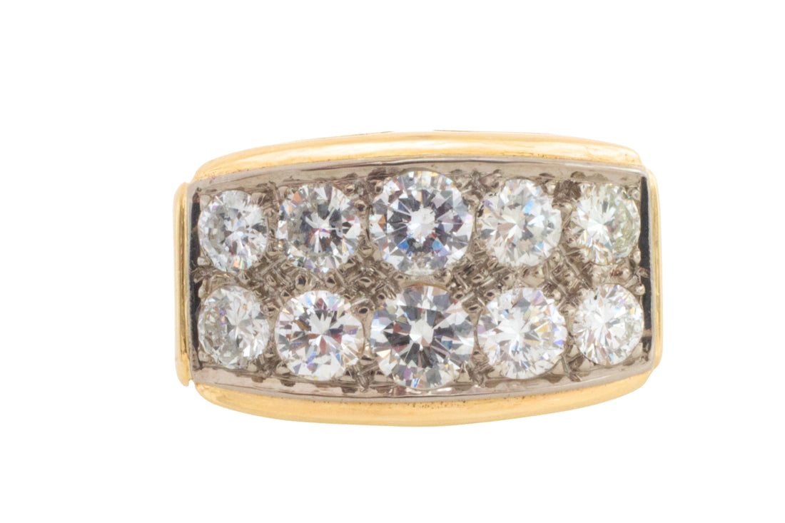 Vintage diamond double row ring in 14 carat gold