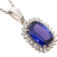 Tanzanite and diamond pendant in white gold-Pendants-The Antique Ring Shop