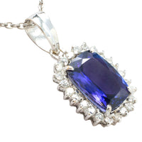 Tanzanite and diamond pendant in white gold-Pendants-The Antique Ring Shop