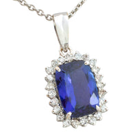 Tanzanite and diamond pendant in white gold-Pendants-The Antique Ring Shop