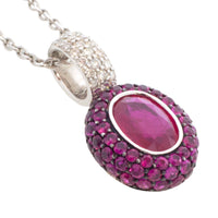 Ruby and diamond pendant in white gold-Pendants-The Antique Ring Shop
