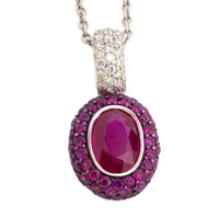 Ruby and diamond pendant in white gold-Pendants-The Antique Ring Shop