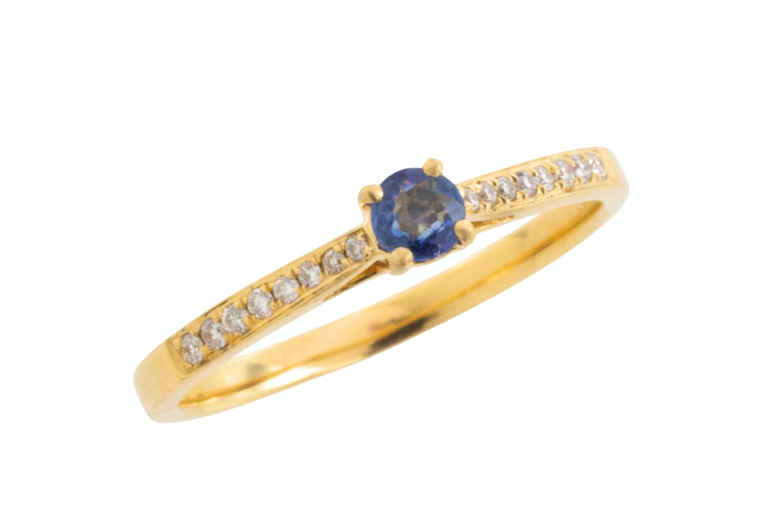 Sapphire and diamond ring in 14 carat gold-engagement rings-The Antique Ring Shop