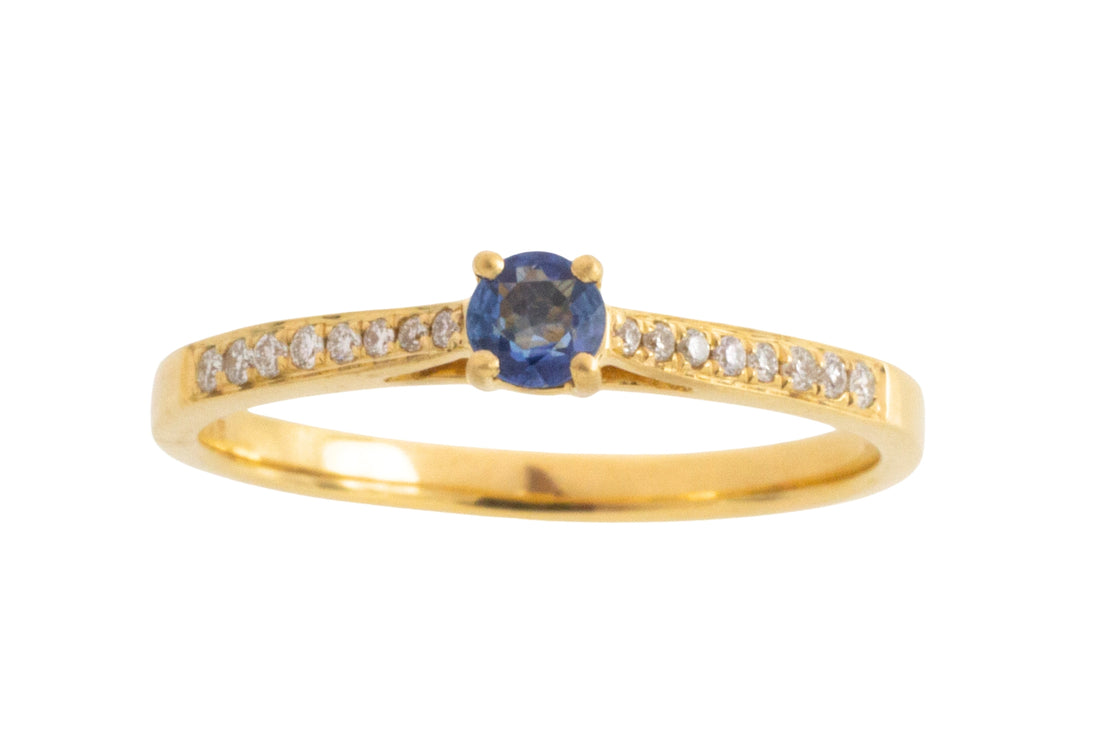Sapphire and diamond ring in 14 carat gold-engagement rings-The Antique Ring Shop