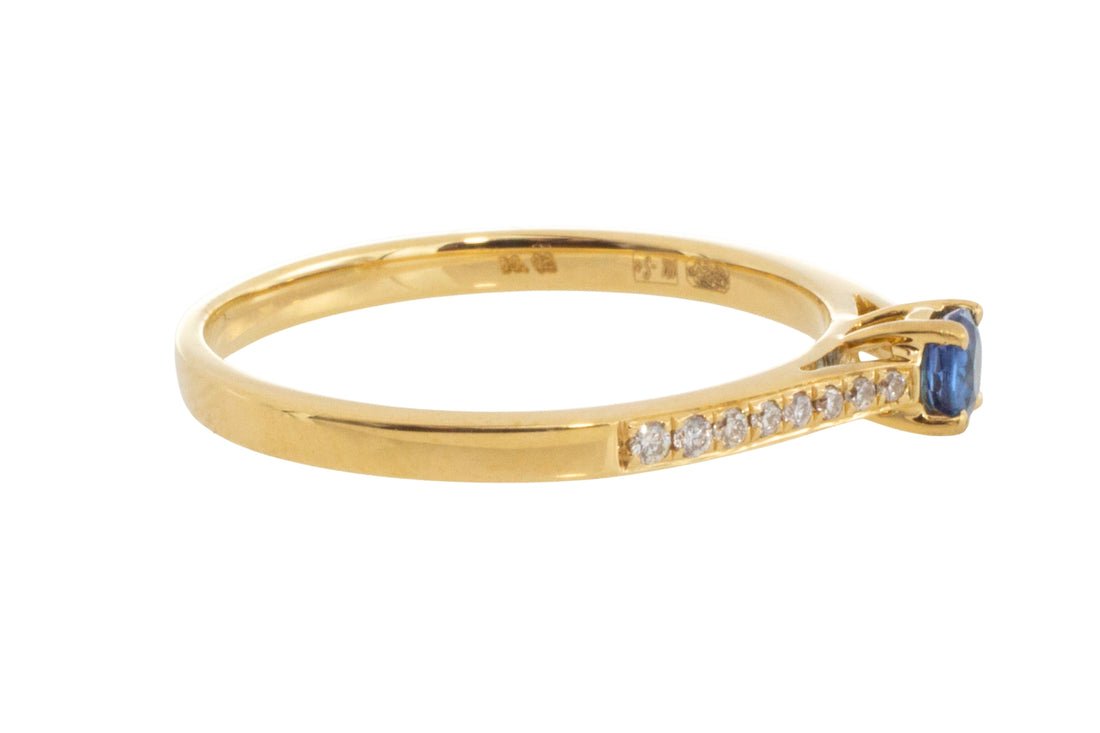 Sapphire and diamond ring in 14 carat gold-engagement rings-The Antique Ring Shop