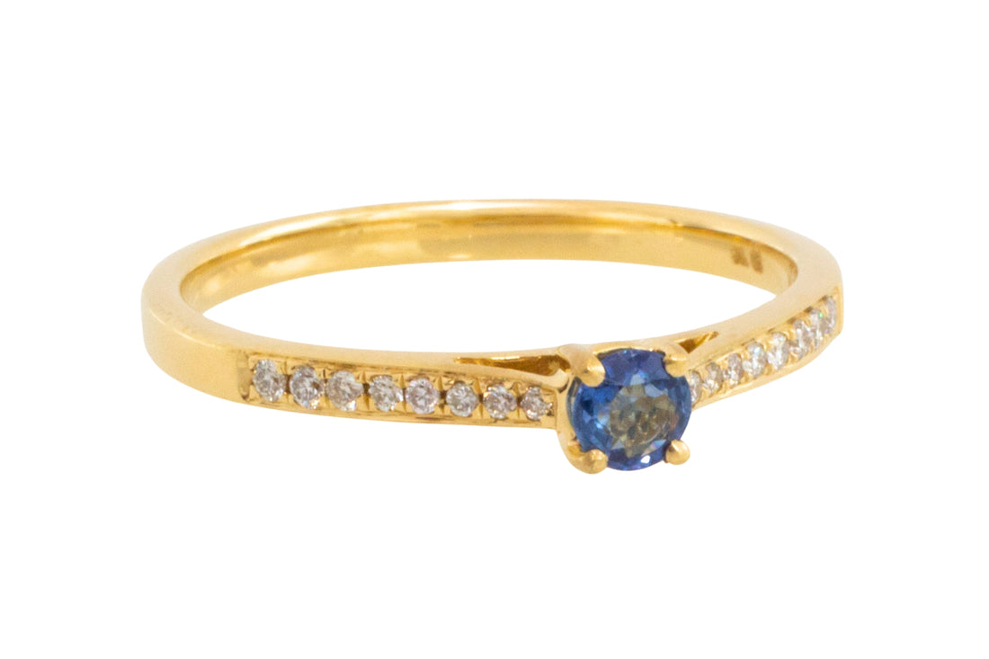 Sapphire and diamond ring in 14 carat gold-engagement rings-The Antique Ring Shop