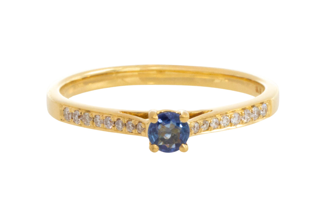 Sapphire and diamond ring in 14 carat gold-engagement rings-The Antique Ring Shop