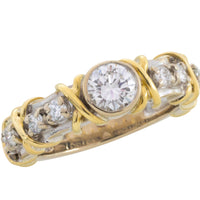 Diamond ring in yellow and white gold-Vintage Rings-The Antique Ring Shop