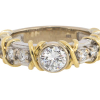 Diamond ring in yellow and white gold-Vintage Rings-The Antique Ring Shop