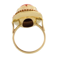 Cabochon angel skin ring in 14 carat gold