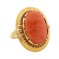 Cabochon angel skin ring in 14 carat gold