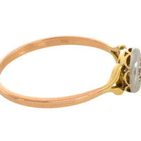 Old cut diamond solitaire ring in 18 carat gold
