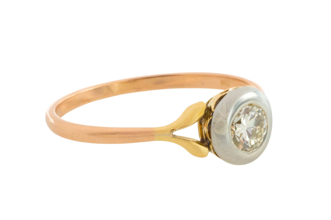 Old cut diamond solitaire ring in 18 carat gold