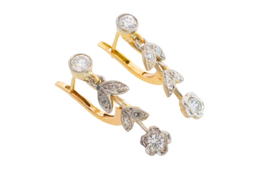 Vintage diamond pendant earrings