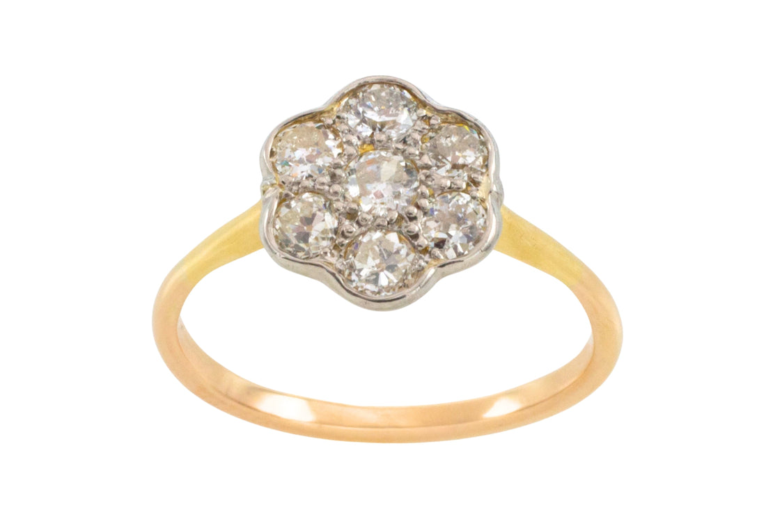 Edwardian old cut diamond cluster ring-Antique rings-The Antique Ring Shop