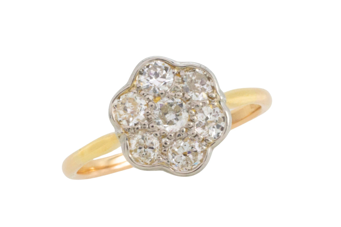 Edwardian old cut diamond cluster ring-Antique rings-The Antique Ring Shop