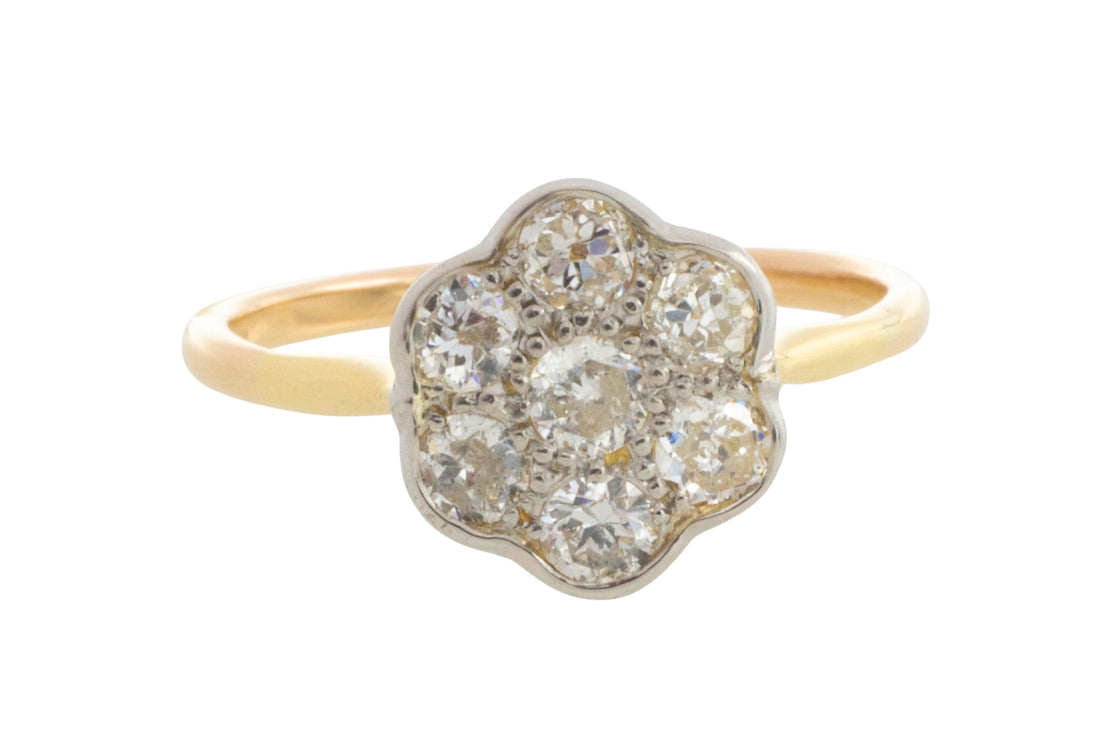Edwardian old cut diamond cluster ring-Antique rings-The Antique Ring Shop