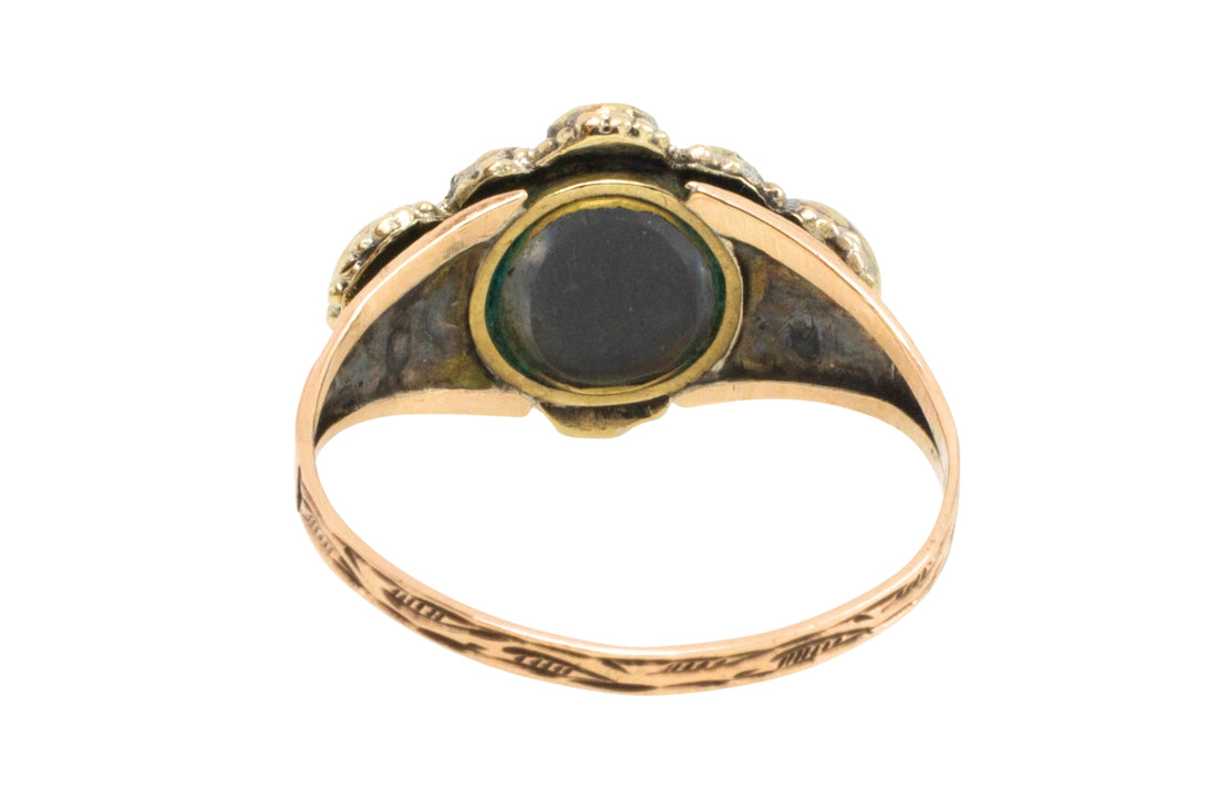 Victorian mourning paste and pearl ring