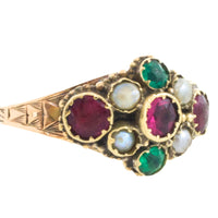 Victorian mourning paste and pearl ring