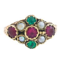Victorian mourning paste and pearl ring
