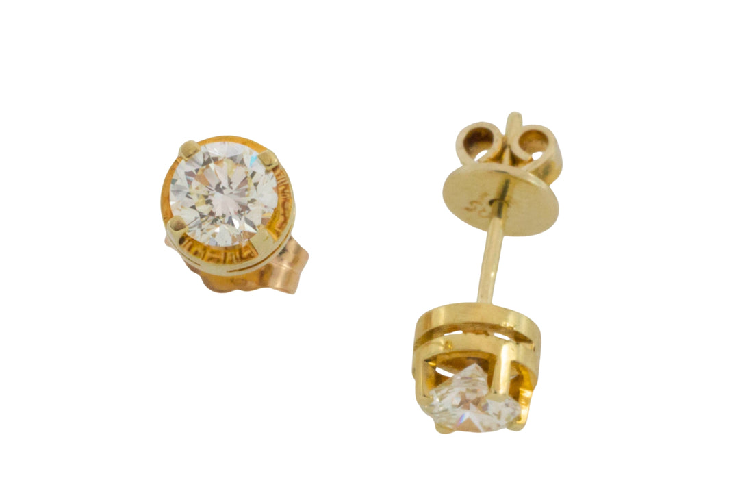 Vintage diamond studs in 14 carat gold-Earrings-The Antique Ring Shop