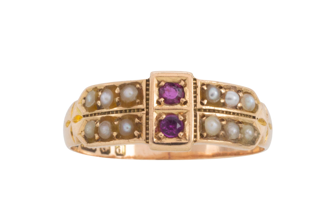 Georgian ruby and pearl ring from 1801-Antique rings-The Antique Ring Shop