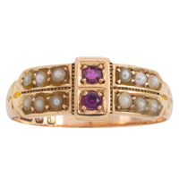 Georgian ruby and pearl ring from 1801-Antique rings-The Antique Ring Shop