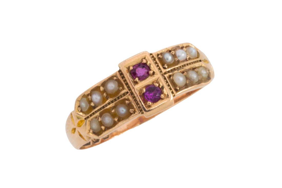 Georgian ruby and pearl ring from 1801-Antique rings-The Antique Ring Shop