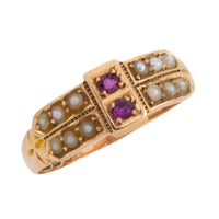Georgian ruby and pearl ring from 1801-Antique rings-The Antique Ring Shop
