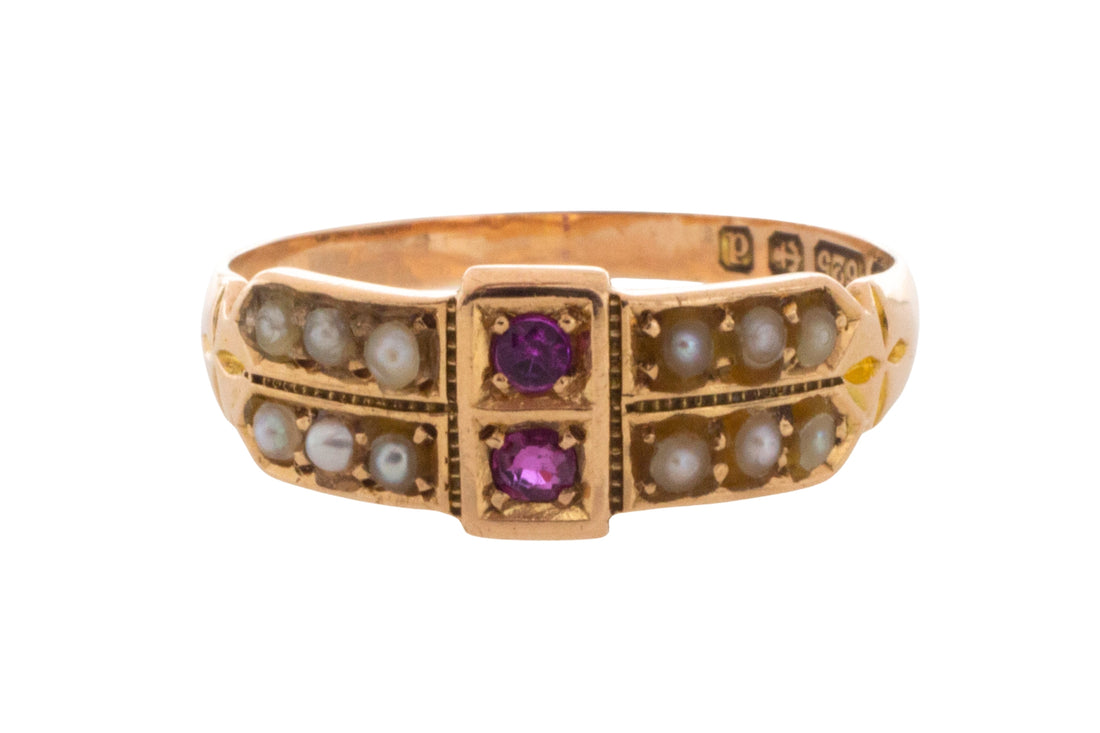 Georgian ruby and pearl ring from 1801-Antique rings-The Antique Ring Shop