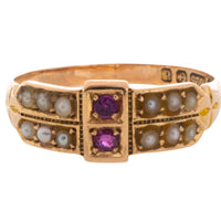 Georgian ruby and pearl ring from 1801-Antique rings-The Antique Ring Shop
