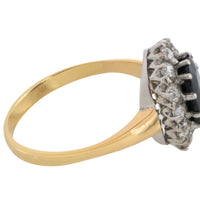 Vintage sapphire and diaond cluster ring-engagement rings-The Antique Ring Shop