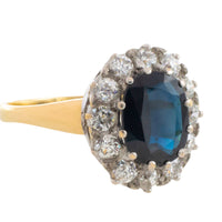 Vintage sapphire and diaond cluster ring-engagement rings-The Antique Ring Shop