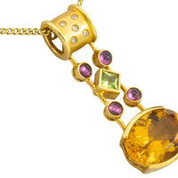 Gold pendant with citrine amethyst peridot and diamonds
