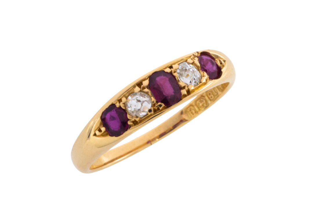 Edwrdian ruby and diamond ring from 1911