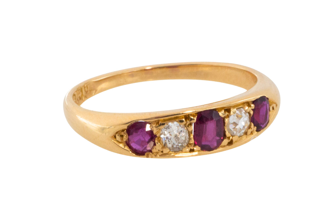 Edwrdian ruby and diamond ring from 1911