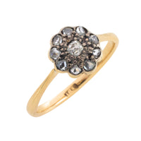 Edwardian old cut and rose cut diamond cluster ring
