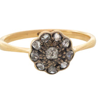 Edwardian old cut and rose cut diamond cluster ring